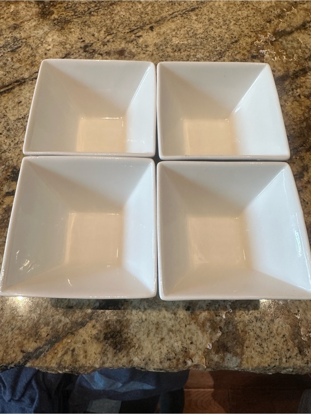 CB2 White Square Small Ceramic Bowls - Set of 4
